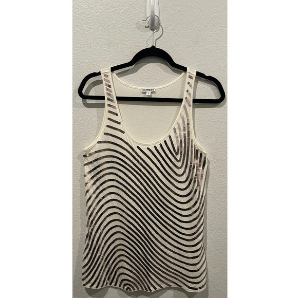 EXPRESS Beige Sequin Sleeveless Tank Blouse - Picture 1 of 5
